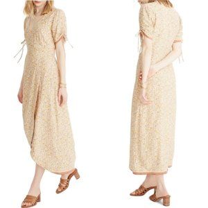 Madewell Peekaboo-Sleeve Dress in Blossoming Vines